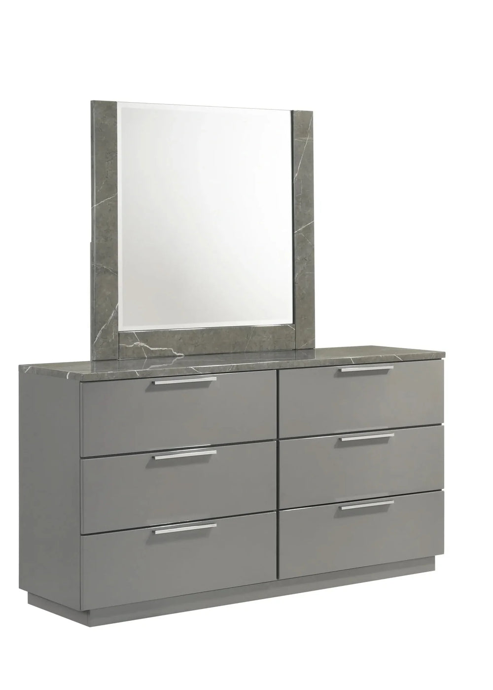 Queen Bedroom Set 4-Piece With Two Tone Marble & Lacquer Led Lighting Media 9