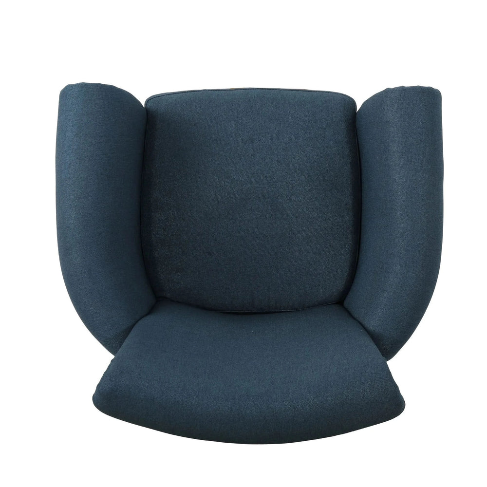 Elegant Navy Blue Fabric Club Chair with Nailhead Trim and Birch Wood Legs Media 7