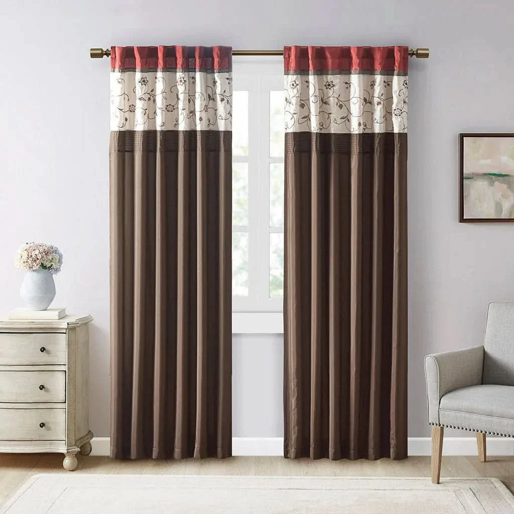 Embroidered Curtain Panel Polyester Floral Embroidery For Living Room Media 1