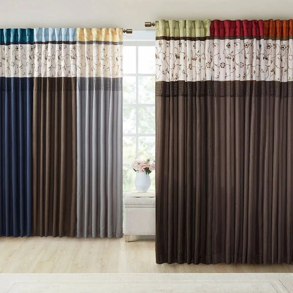 Embroidered Curtain Panel Polyester Floral Embroidery 84 Inch Length Media 9