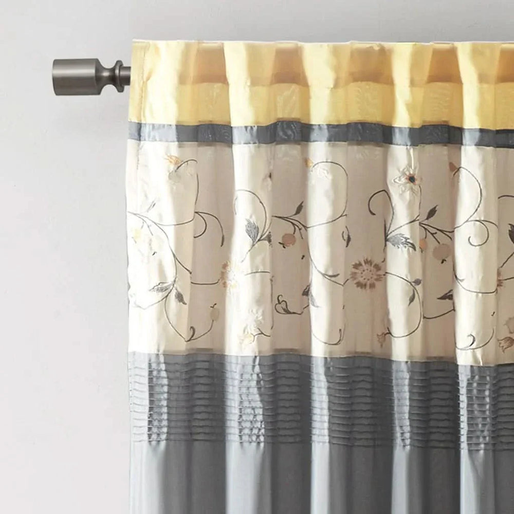 Embroidered Curtain Panel Polyester Floral Embroidery 84 Inch Length Media 4
