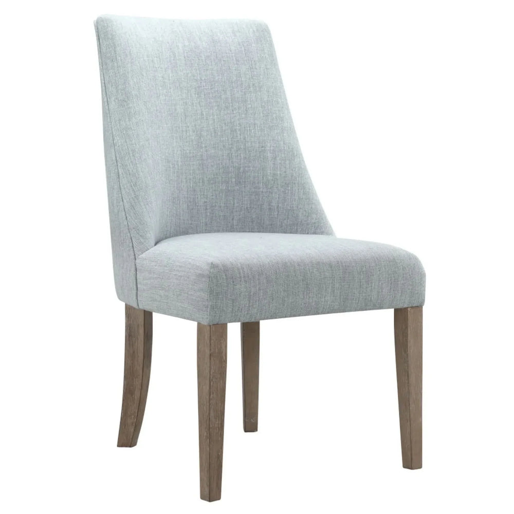 Farmhouse Dining Chair Polyester Upholstery Light Blue Set of 2 Solid Wood Legs Media 1