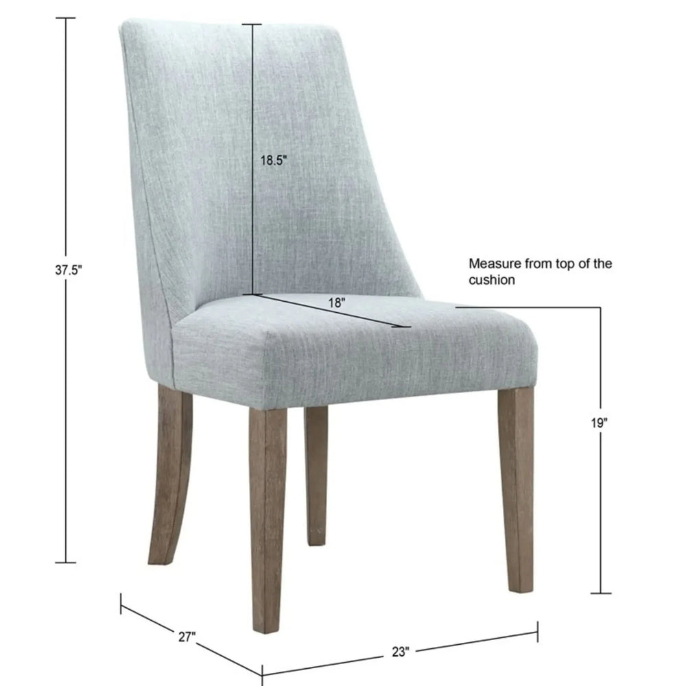Farmhouse Dining Chair Polyester Upholstery Light Blue Set of 2 Solid Wood Legs Media 3