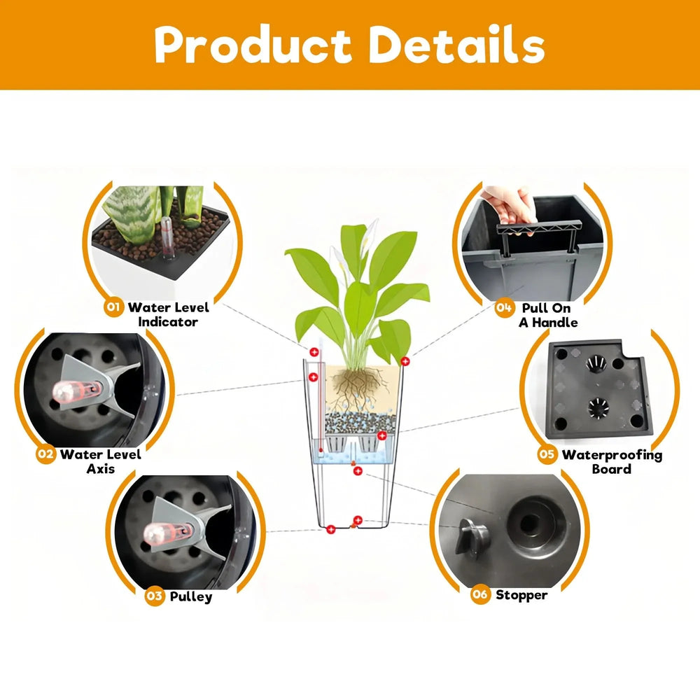 Self-Watering Wicker & Plastic Indoor Outdoor Planters Garden Decor Set Media 27