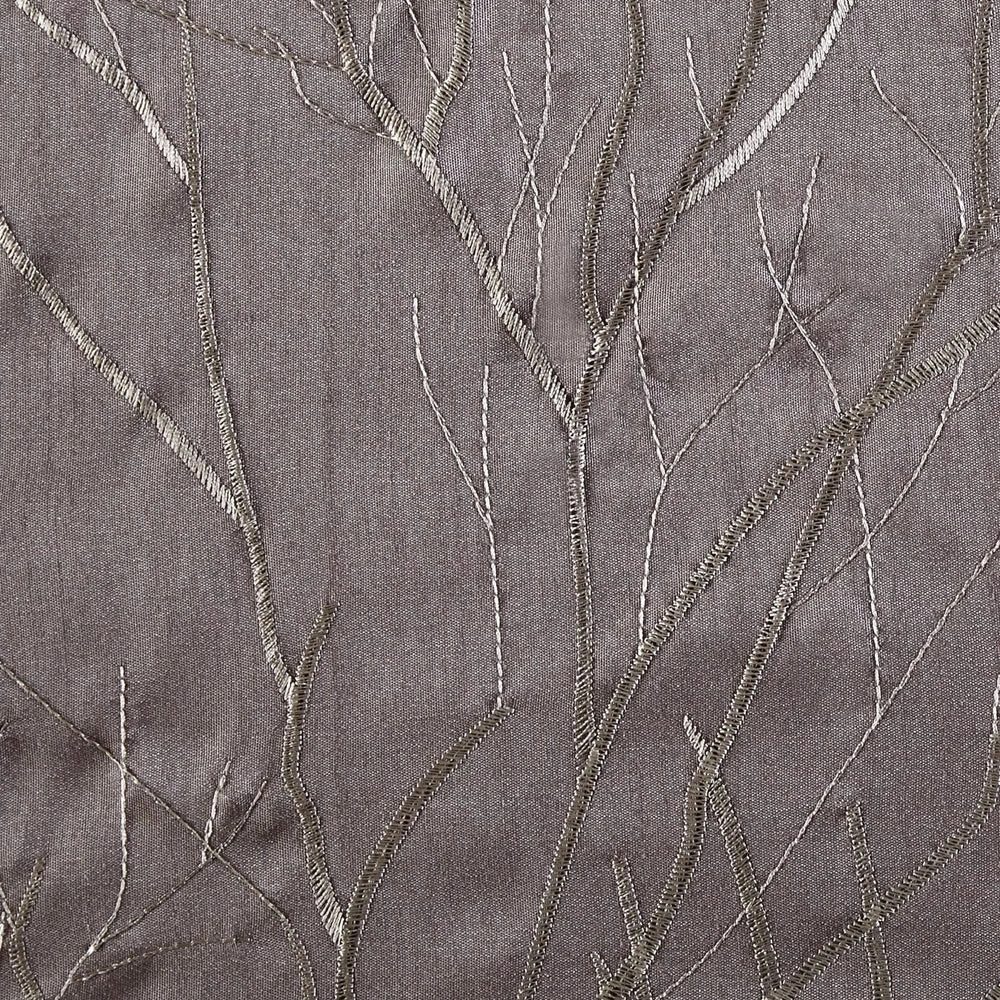 Window Valance Faux Silk Embroidered Grey All Over Branch Design 50x18 Media 3