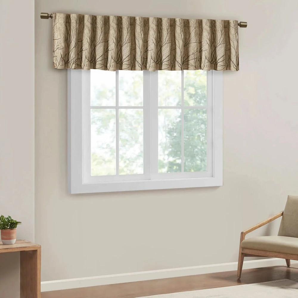 Window Valance Polyester Faux Silk Embroidered Tan 50x18 Decorative Media 7