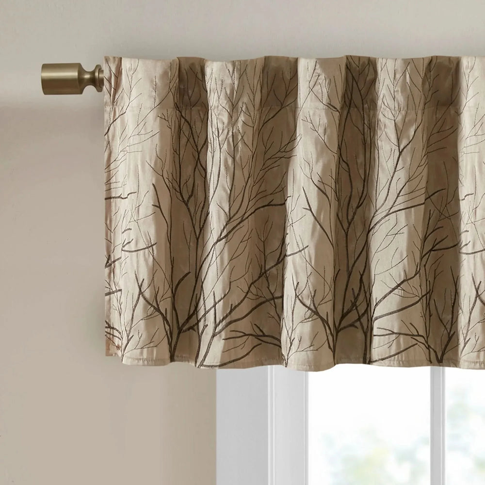 Window Valance Polyester Faux Silk Embroidered Tan 50x18 Decorative Media 6