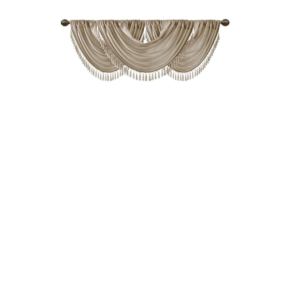 Faux Silk Valance Waterfall Embellished Champagne 38x46 Window Decor Media 4