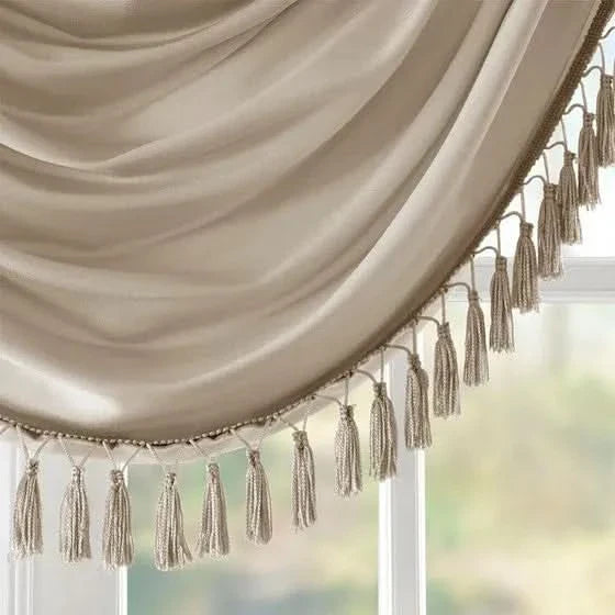 Faux Silk Valance Waterfall Embellished Champagne 38x46 Window Decor Media 5