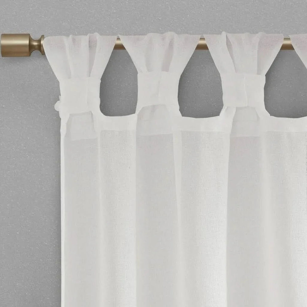 Linen Curtain Panel Floral Embellished Tab Top 84 Inch Long For Living Room Media 7
