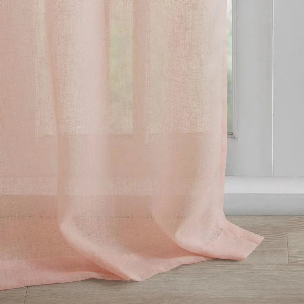 Floral Curtain Panel Linen Cuff Tab Top Blush Window Curtain 63 Inch Media 6