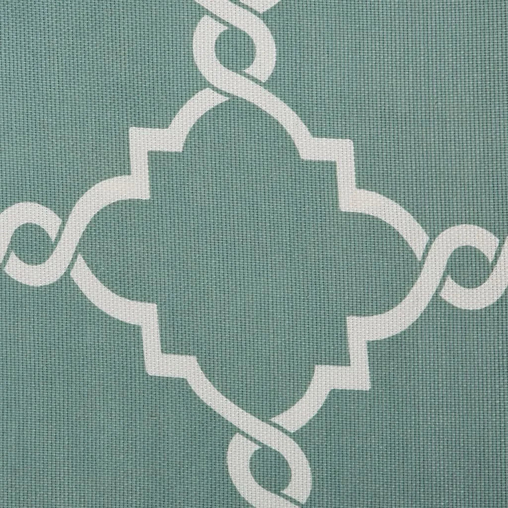 Fretwork Print Polyester Curtain Seafoam & White Grommet Top 108 Inch Panel Media 5