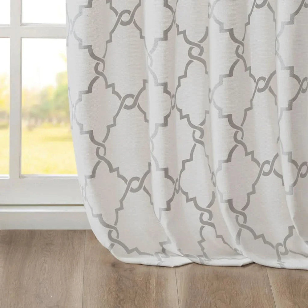 Window Curtain Panel Polyester Geometric Grommet Top 63 Inch Length Media 11