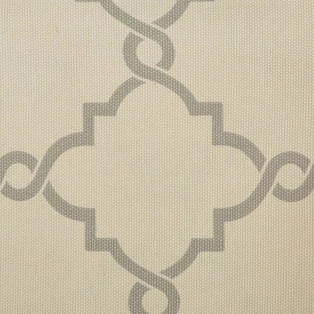 Fretwork Print Window Curtain Beige Grey Polyester Grommet Top Panel Media 4