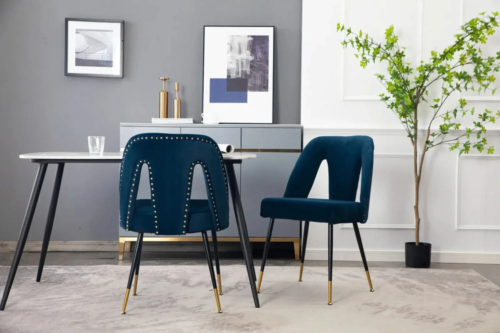 Velvet Dining Chair Blue Velvet Upholstery With Nailhead Trim Modern Media 10