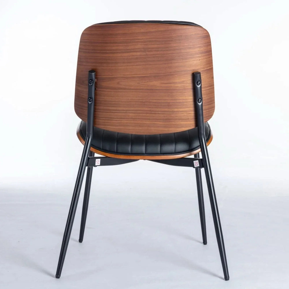Mid Century Dining Chairs PU Leather Black Walnut Bentwood Back 2-Pack Media 7