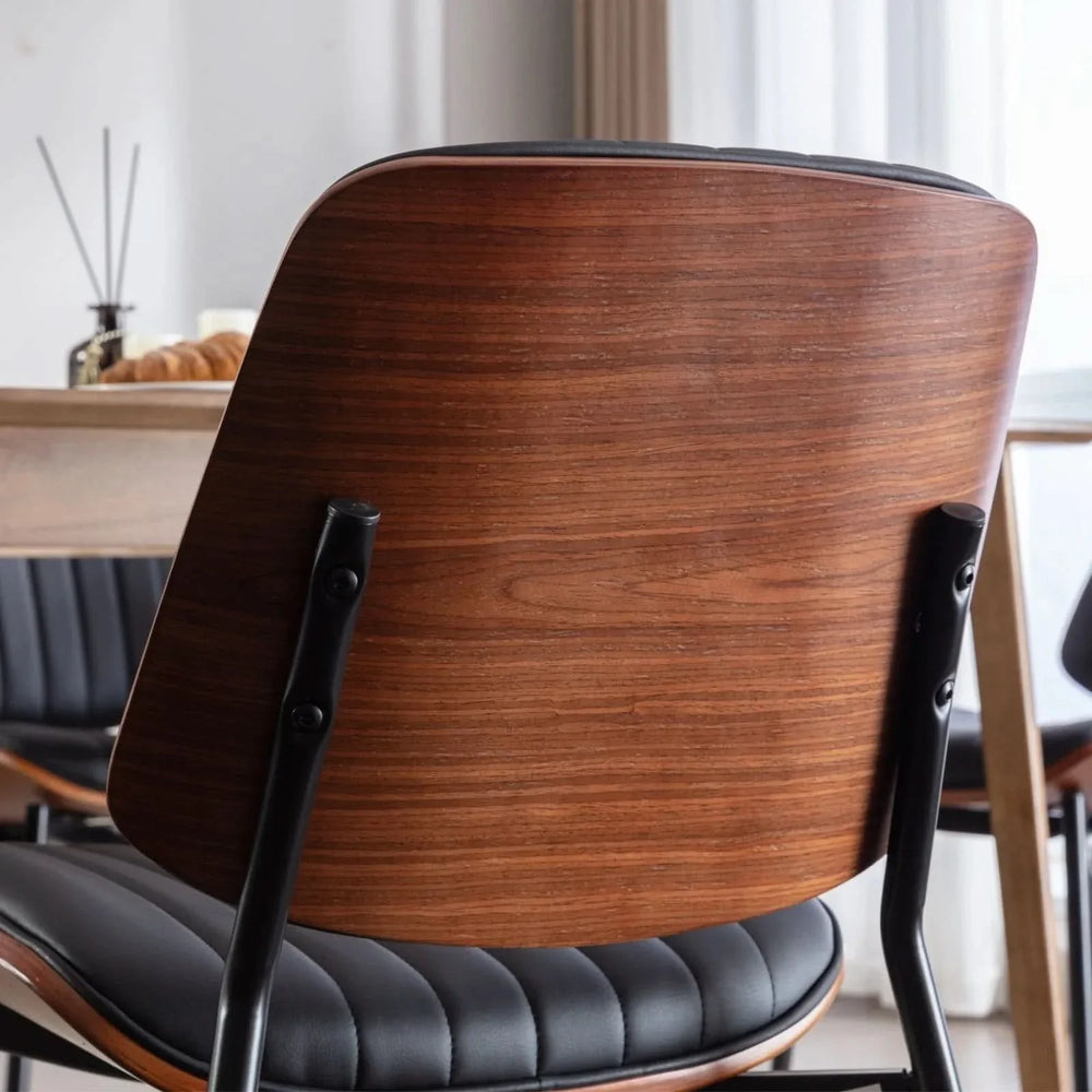 Mid Century Dining Chairs PU Leather Black Walnut Bentwood Back 2-Pack Media 9