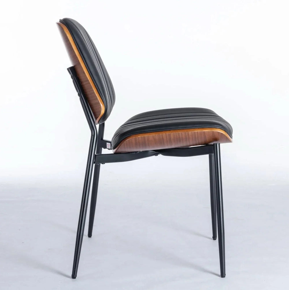 Mid Century Dining Chairs PU Leather Black Walnut Bentwood Back 2-Pack Media 5