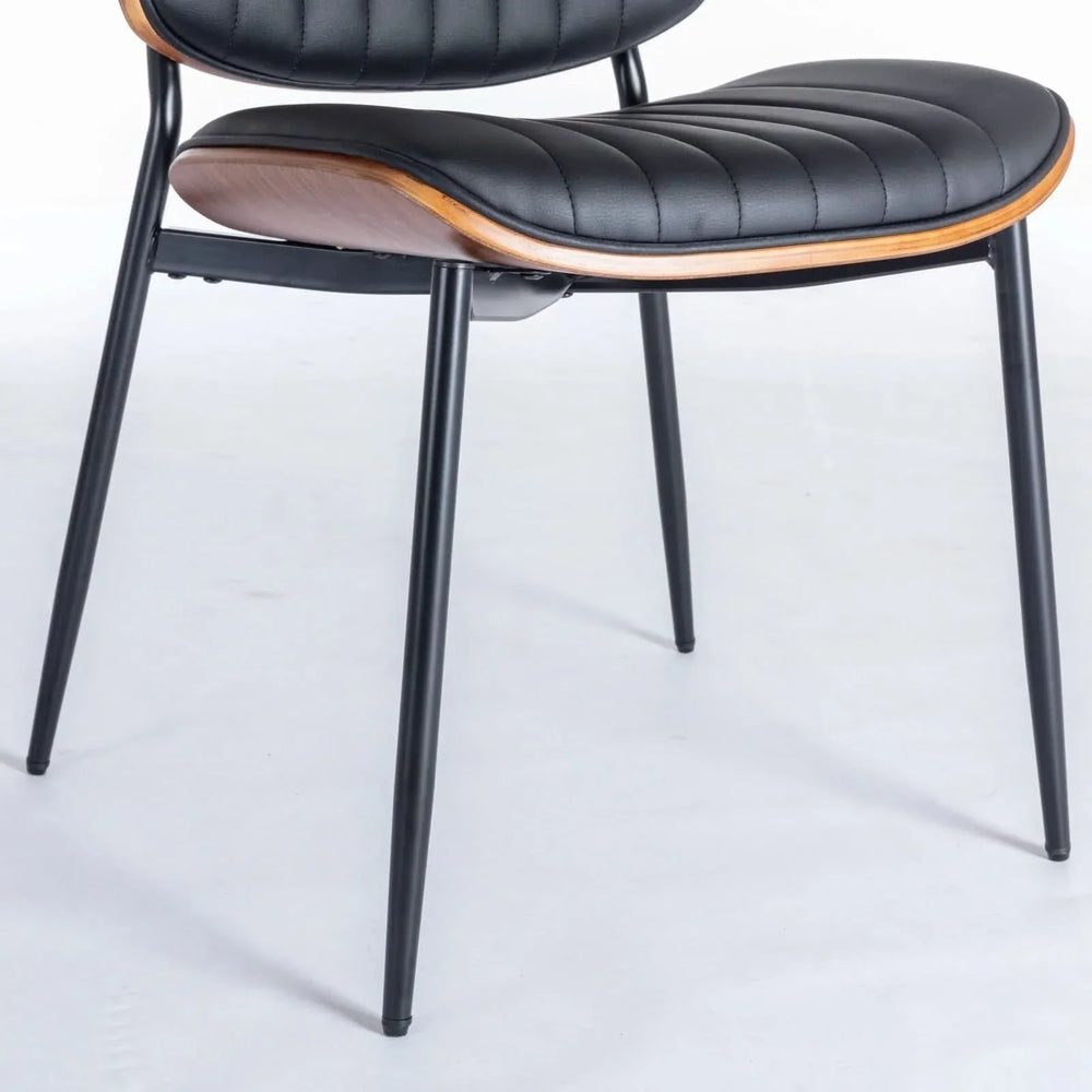 Mid Century Dining Chairs PU Leather Black Walnut Bentwood Back 2-Pack Media 13