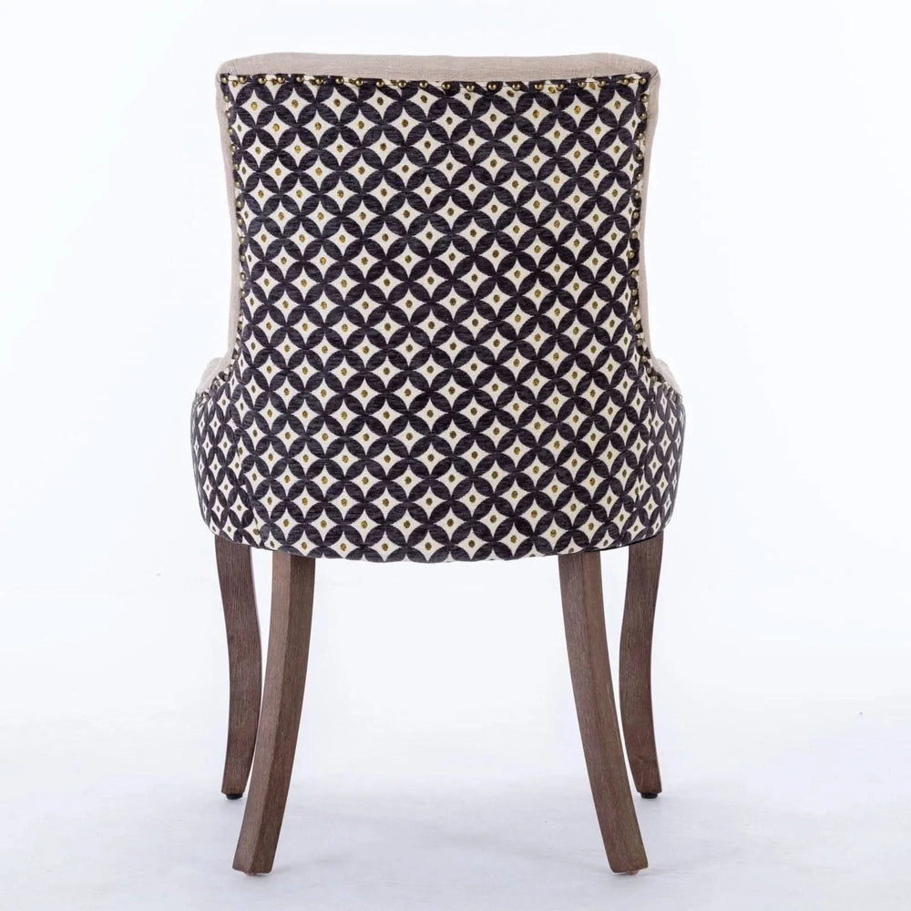 Dining Chairs Fabric Patterned Upholstery With Rubberwood Legs & Nail Heads Media 7