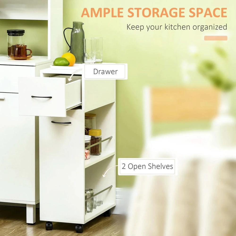 Rolling Kitchen Storage Cart For Small Spaces Particle Board Space-Saving Media 6