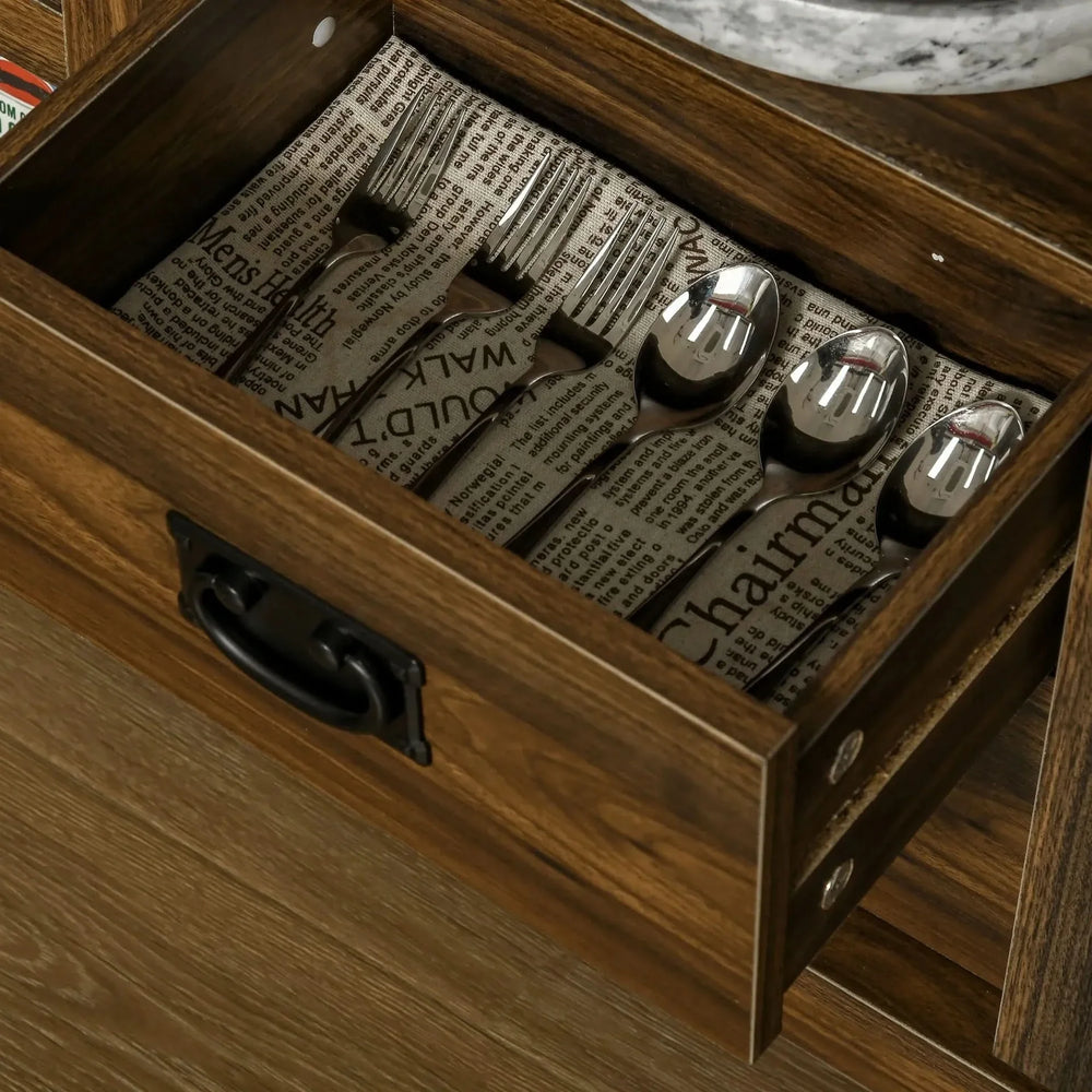Rolling Kitchen Storage Cart For Small Spaces Particle Board Space-Saving Media 3