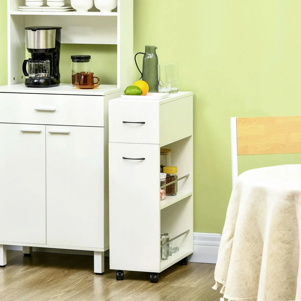 Rolling Kitchen Storage Cart For Small Spaces Particle Board Space-Saving Media 8