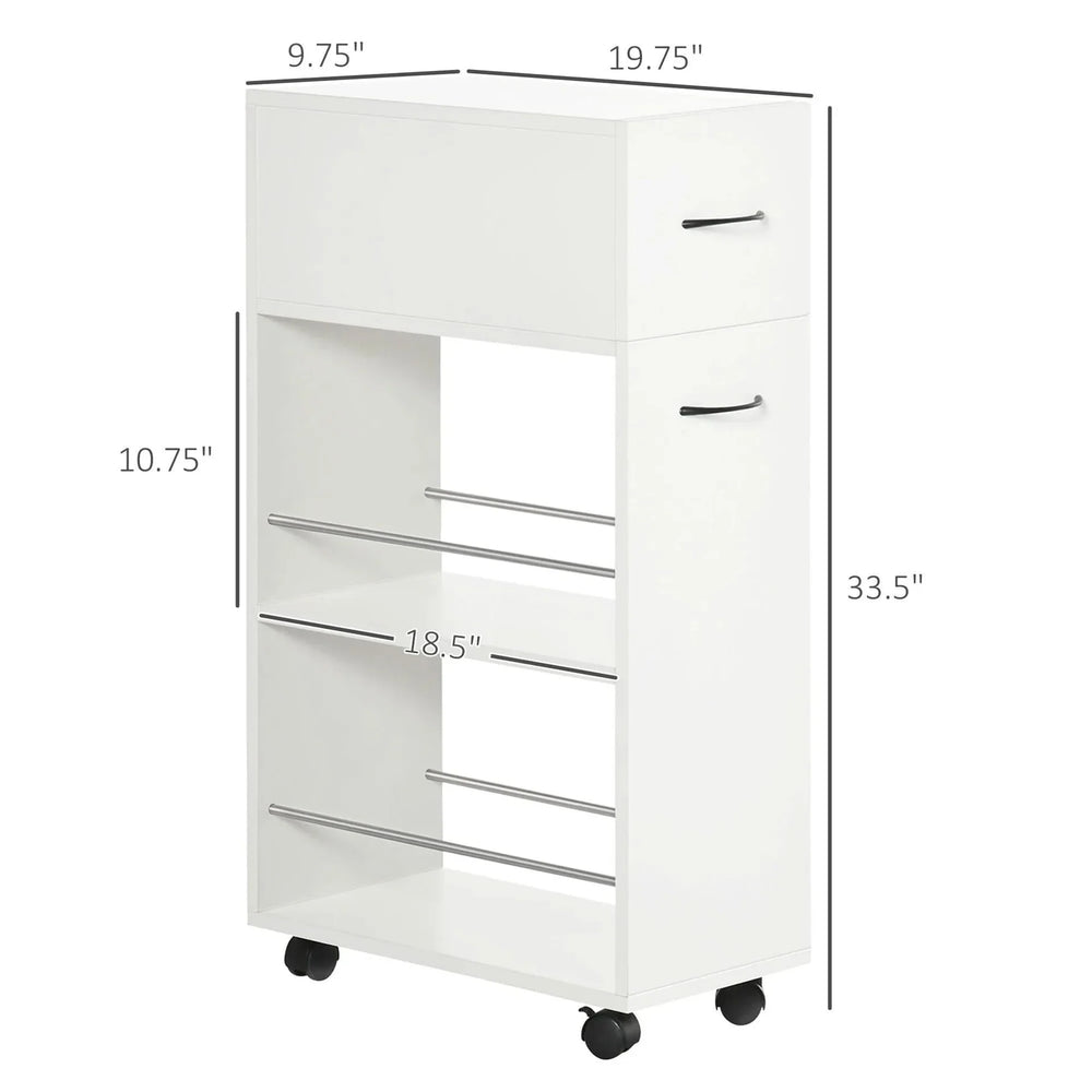 Rolling Kitchen Storage Cart For Small Spaces Particle Board Space-Saving Media 7