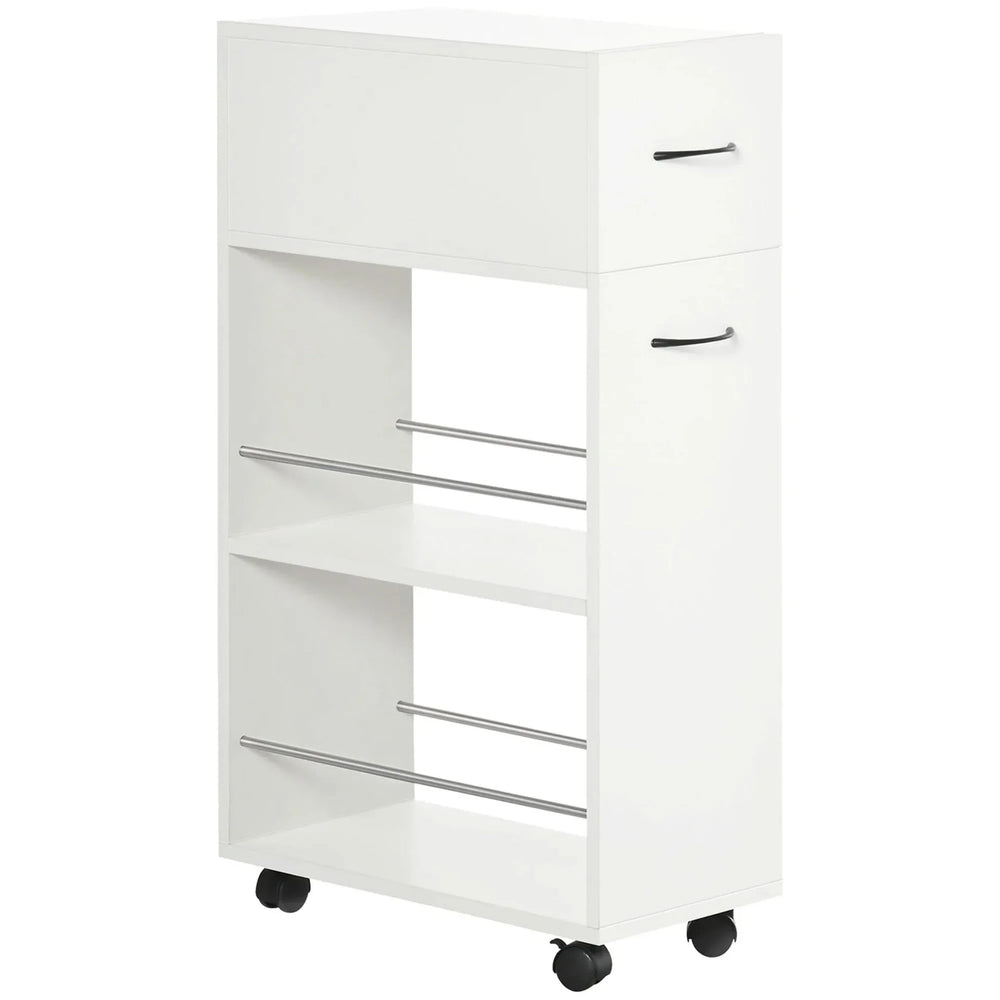 Rolling Kitchen Storage Cart For Small Spaces Particle Board Space-Saving Media 1