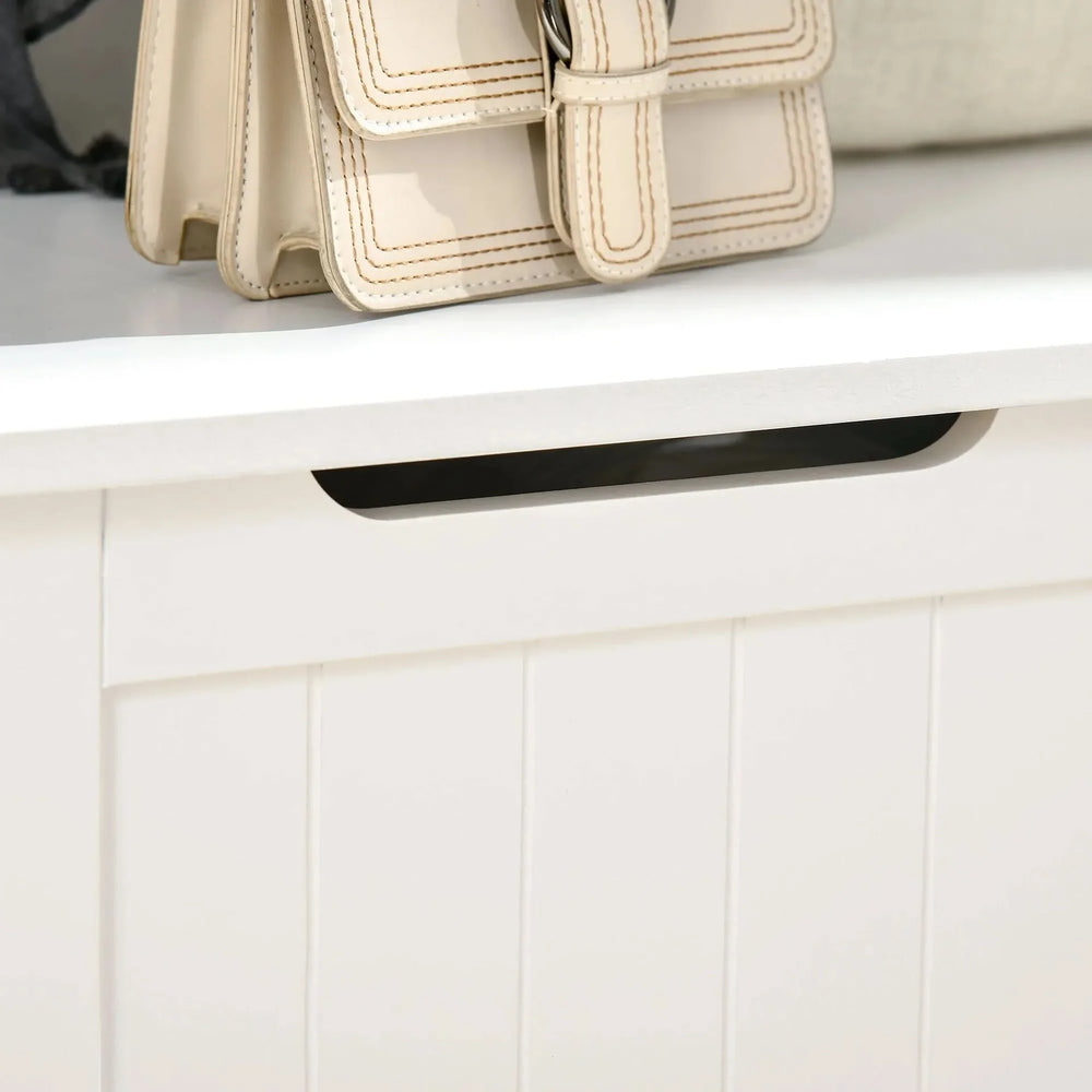 Hall Tree Coat Rack & Storage Bench White Wood Finish With Seating Media 8