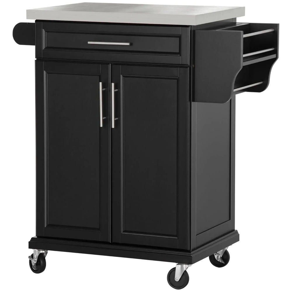 Kitchen Island On Wheels Stainless Steel Countertop With Drawer Storage Media 10
