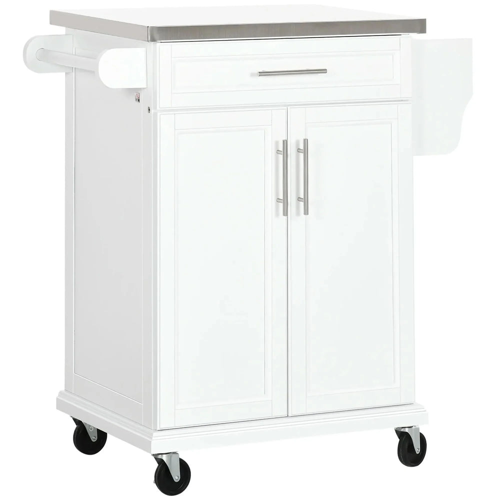 Kitchen Island Cart Stainless Steel Countertop With Drawer & Towel Rack Media 1