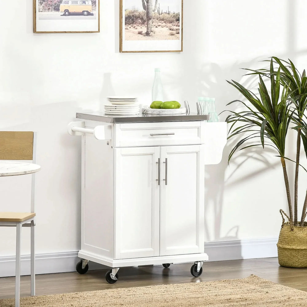 Kitchen Island Cart Stainless Steel Countertop With Drawer & Towel Rack Media 9