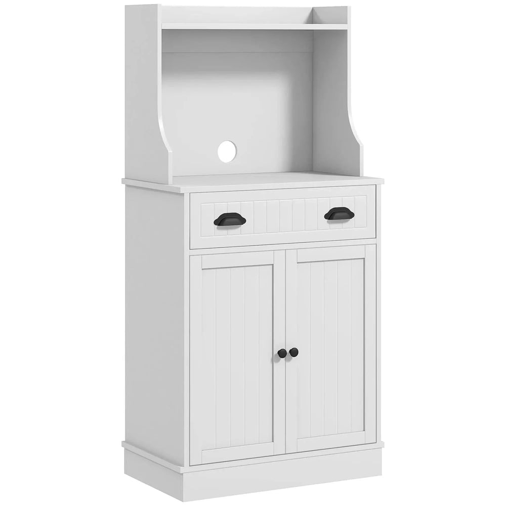 Microwave Cabinet With Storage Drawer & Double Doors Hutch White Cabinet Media 10