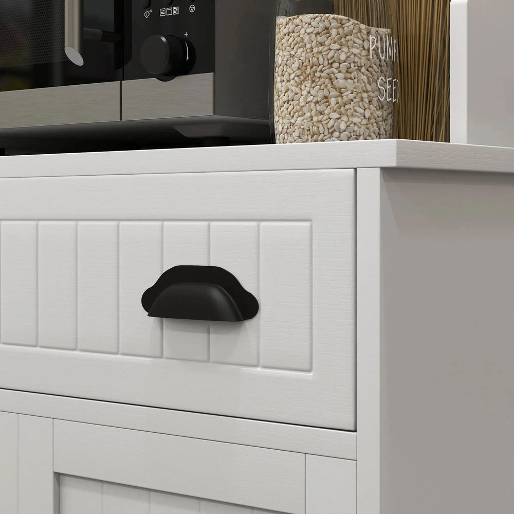 Microwave Cabinet With Storage Drawer & Double Doors Hutch White Cabinet Media 5