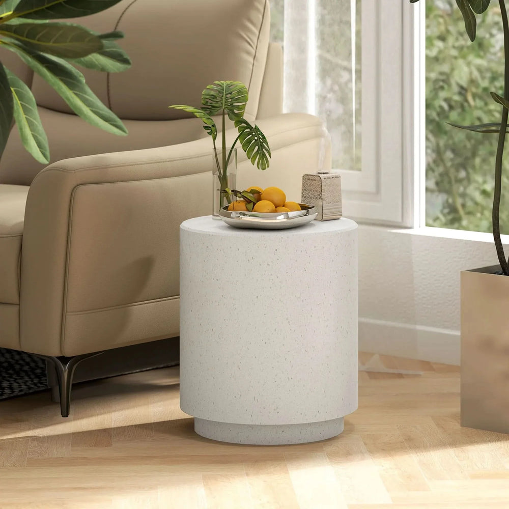 Round Side Table Terrazzo Finish & Lightweight End Table With Adjustable Feet Media 7