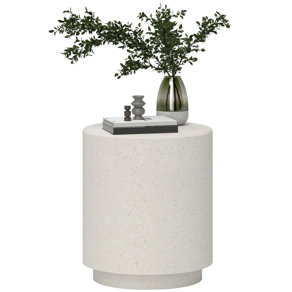 Round Side Table Terrazzo Finish & Lightweight End Table With Adjustable Feet Media 9