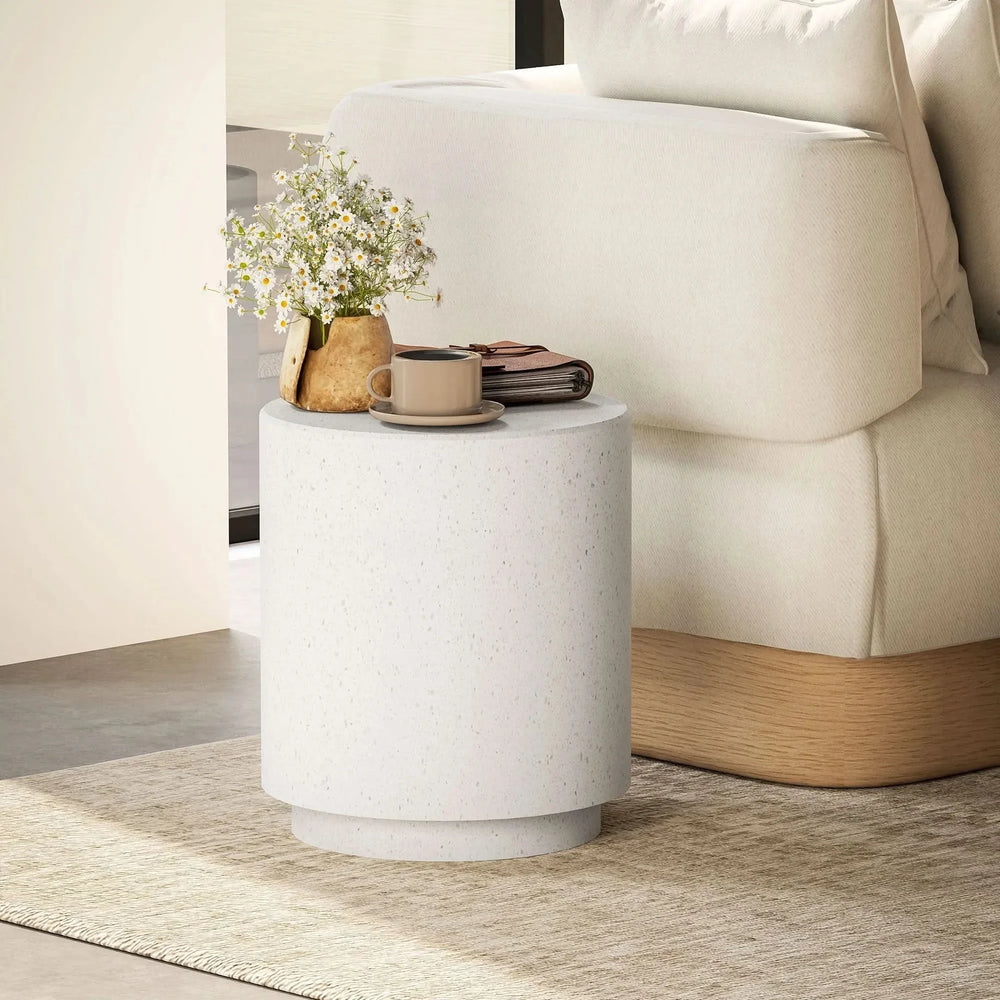 Round Side Table Terrazzo Finish & Lightweight End Table With Adjustable Feet Media 8