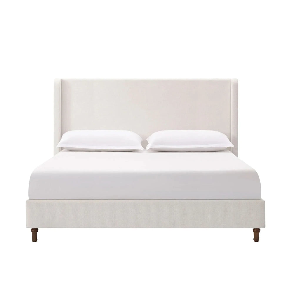 Harper Tall Headboard Upholstered Bed 54' High Headboard Elegant Simplicity Cream White Chenille King - DTY Store