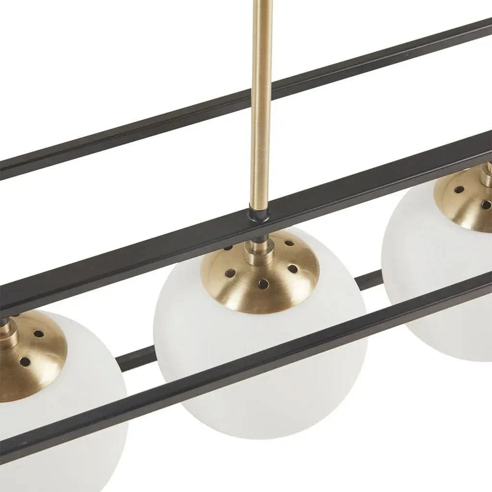 Chandelier 6 Light Linear Frosted Glass Globe Fixture Industrial Style Media 4