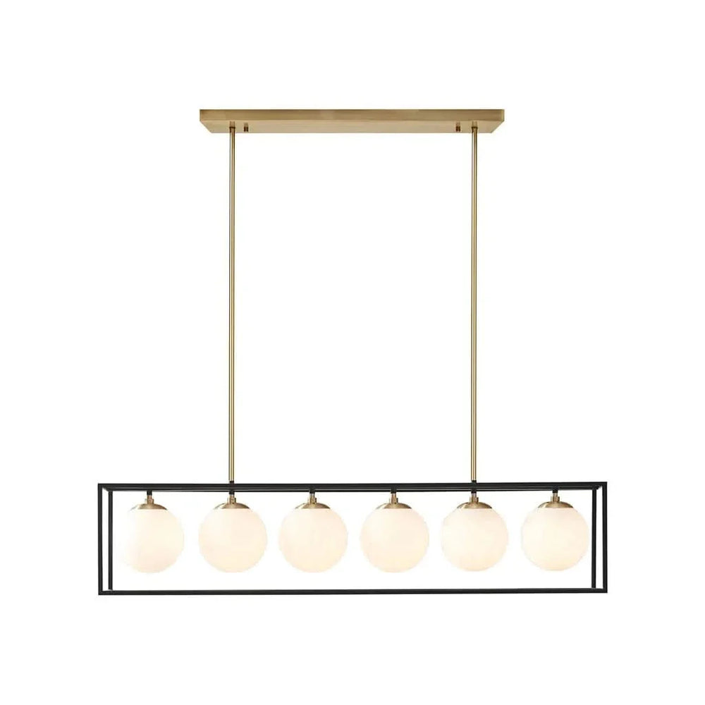Chandelier 6 Light Linear Frosted Glass Globe Fixture Industrial Style Media 3