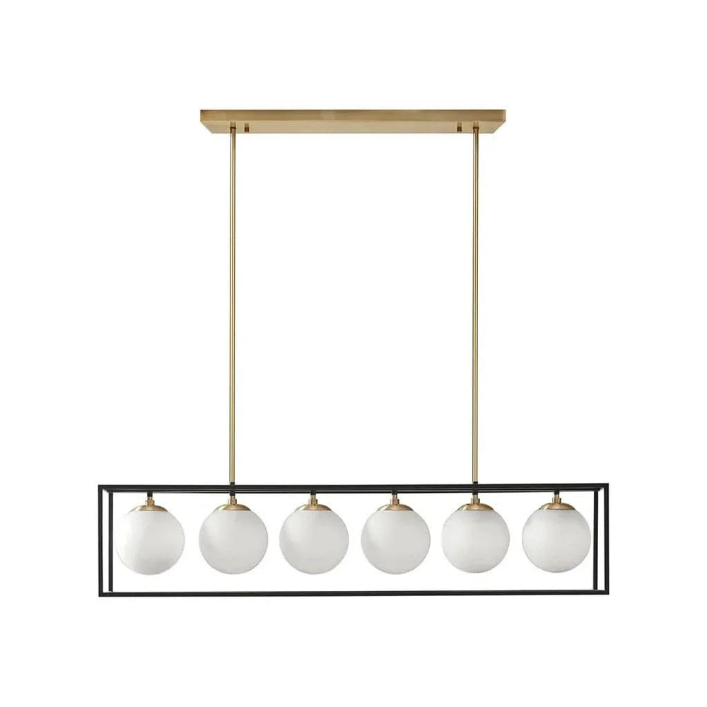 Chandelier 6 Light Linear Frosted Glass Globe Fixture Industrial Style Media 7