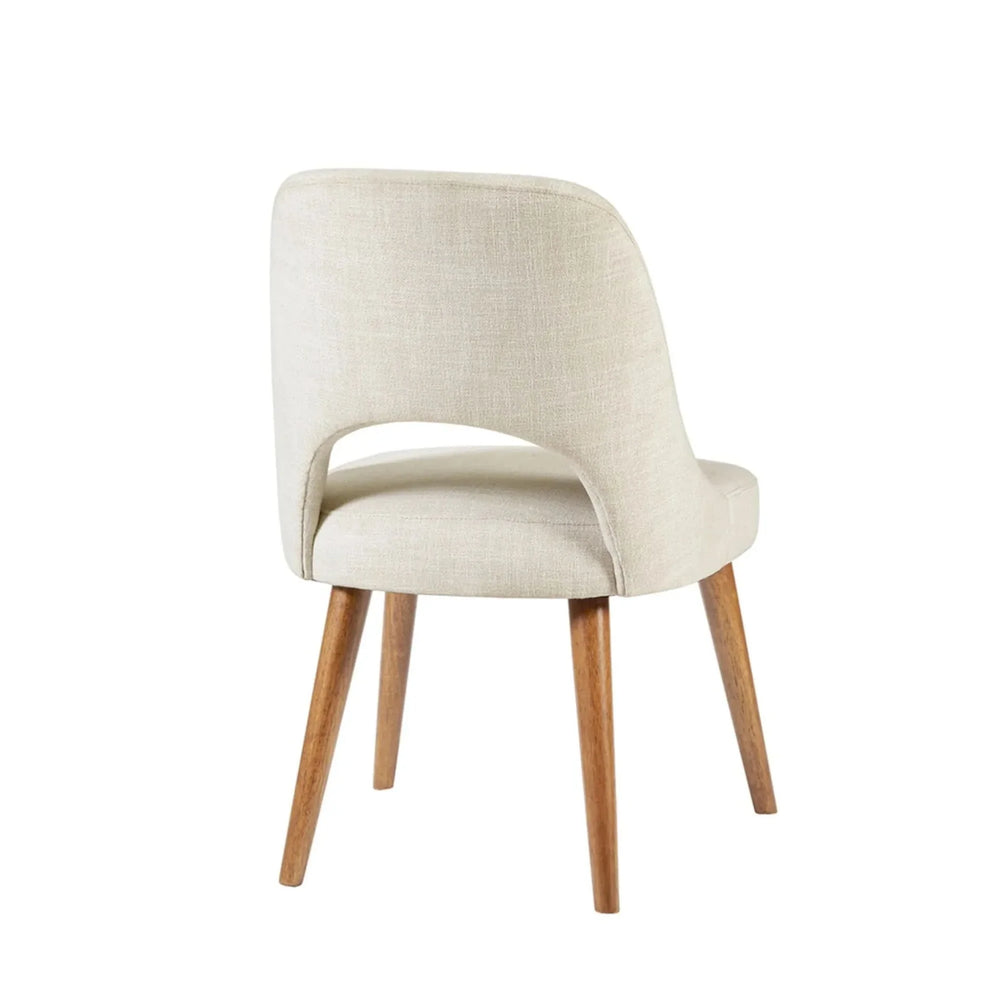 Dining Chair Set of 2 in Tan Upholstered Fabric with Wood Frame Modern Media 7