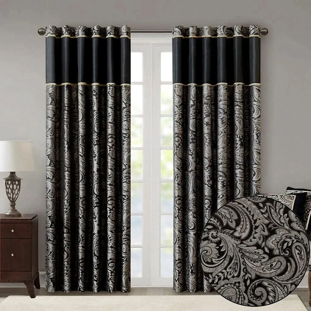 Jacquard Curtain Panels & Polyester Faux Silk Light Sheen Set 2 Pack Media 4