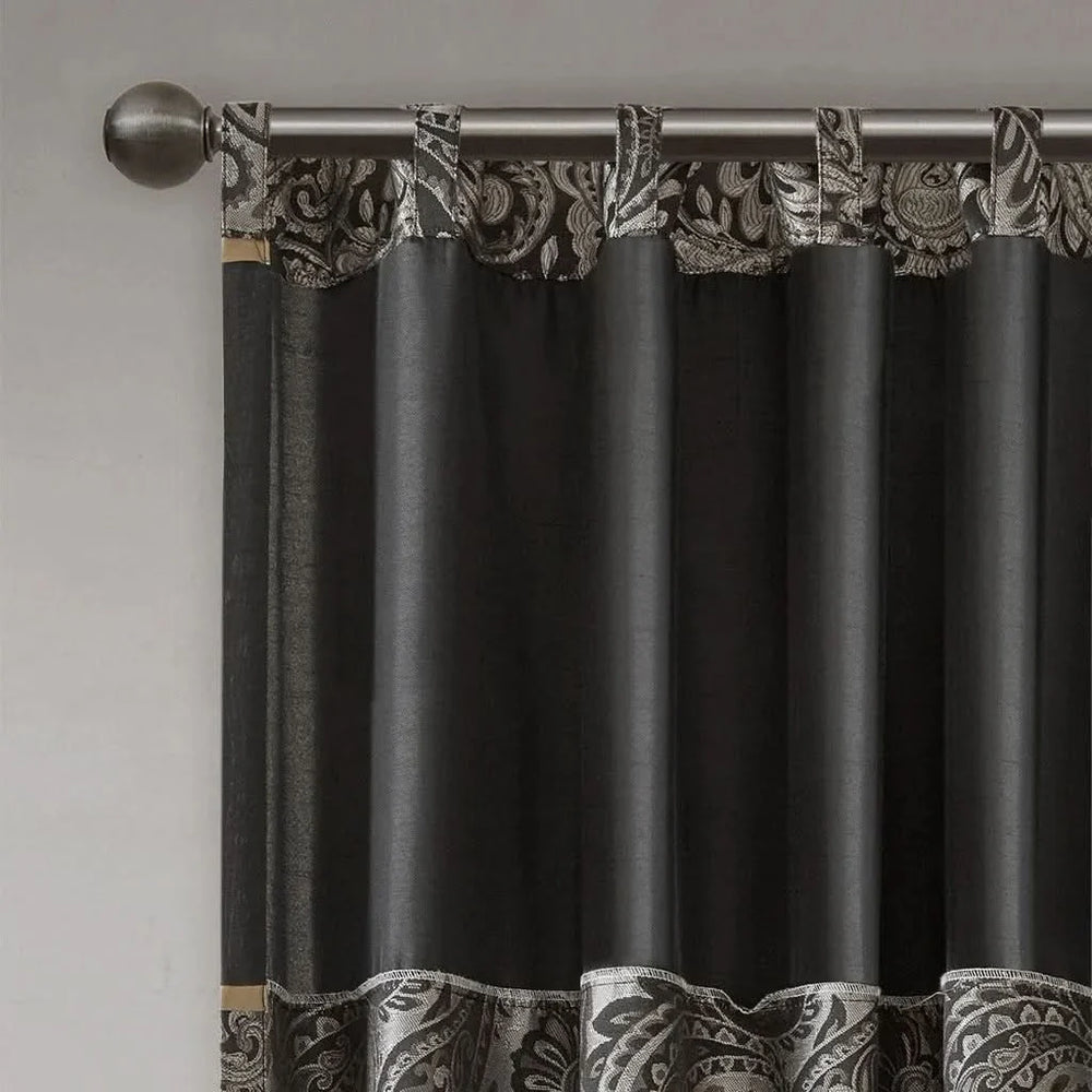 Jacquard Curtain Panels & Polyester Faux Silk Light Sheen Set 2 Pack Media 11