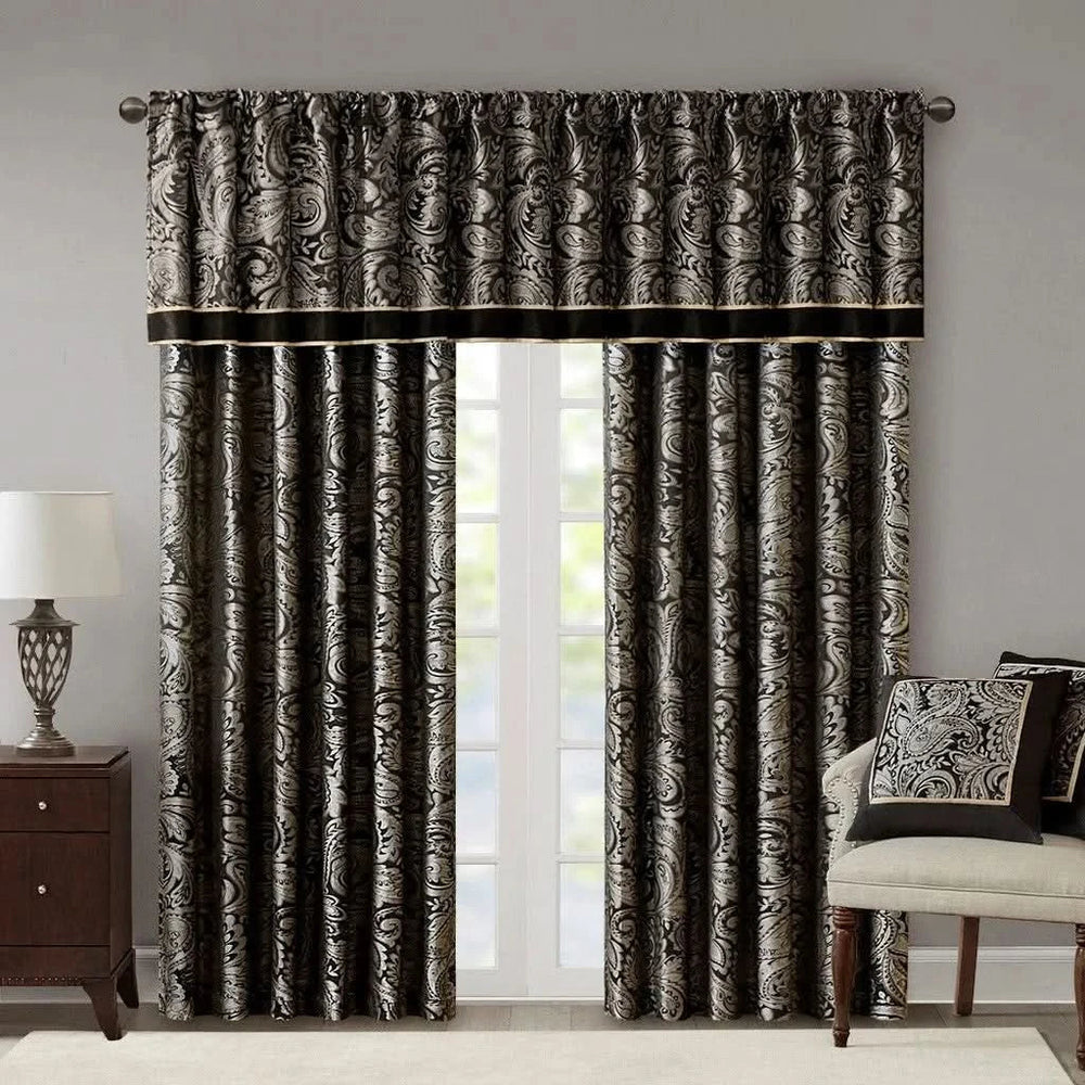 Jacquard Curtain Panels Polyester Damask Pattern For Living Room Decor Media 7