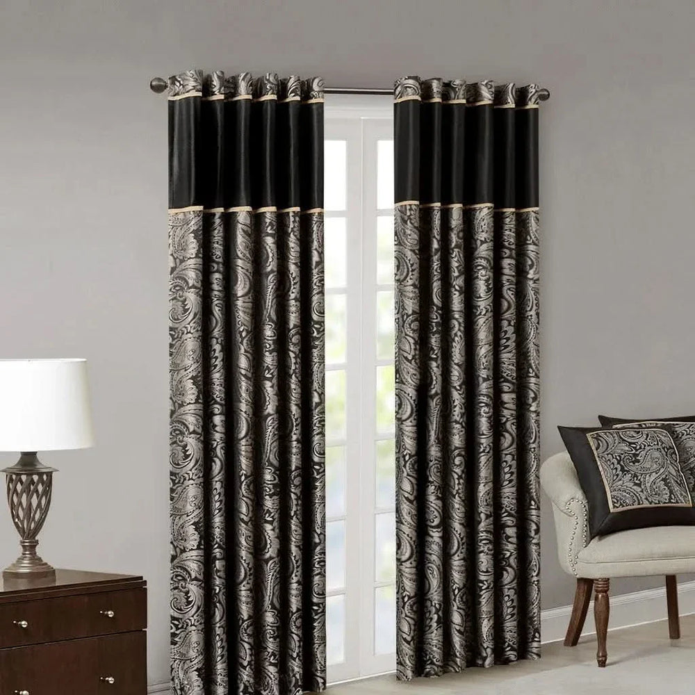 Jacquard Curtain Panels Polyester Damask Pattern For Living Room Decor Media 2