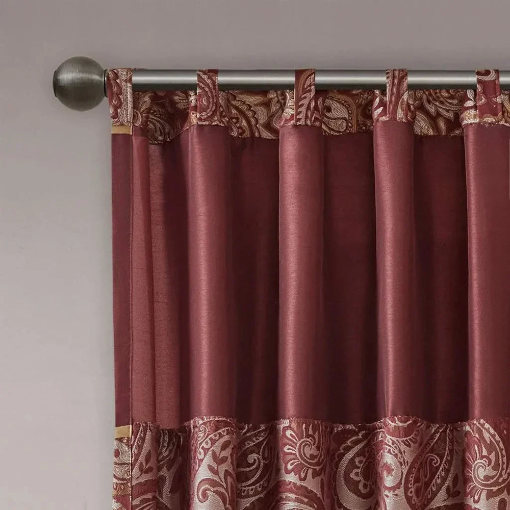 Jacquard Curtain Panels Polyester Paisley Pattern Room Darkening Panel Pair Media 7
