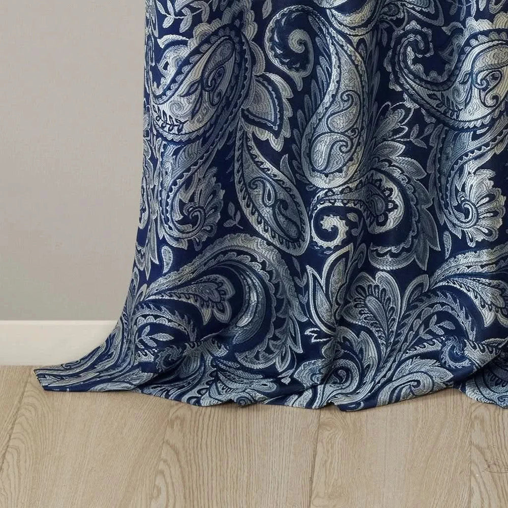 Jacquard Curtain Panels Polyester Multicolor Pair Faux Silk Sheen Media 4
