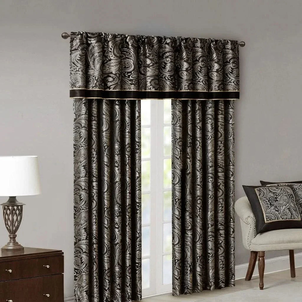 Jacquard Curtain Panels & Polyester Faux Silk Light Sheen Set 2 Pack Media 8